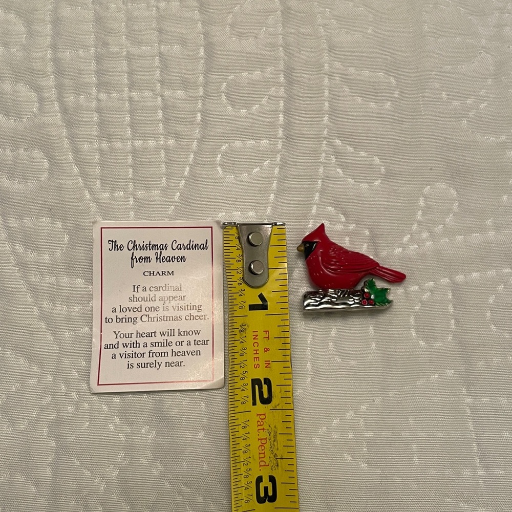 Metal Miniature Christmas Cardinal from Heaven Charm for Pocket Shelf or Held - Picture 8 of 9